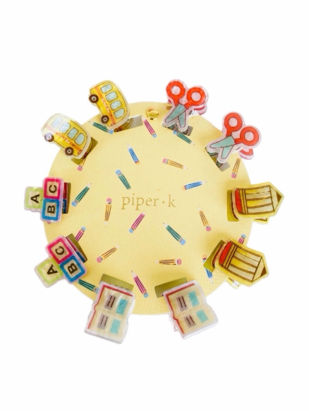 NWT ✏️ 🍎🎨 Piper K Back to School Hair Claw Clips set of 10!